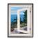 Stupell Industries Coastal View From Window Distant Boats on Ocean in Black Frame Wall Art